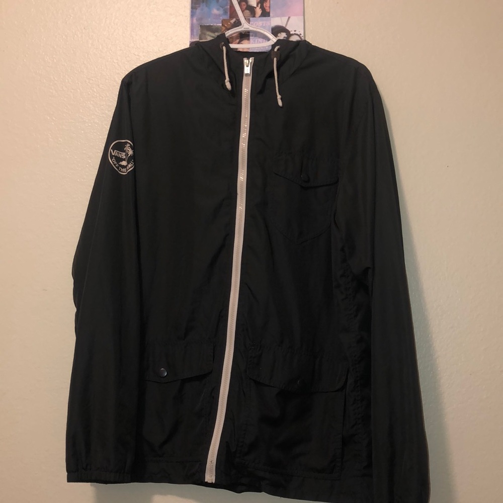 Black vans zip up windbreaker